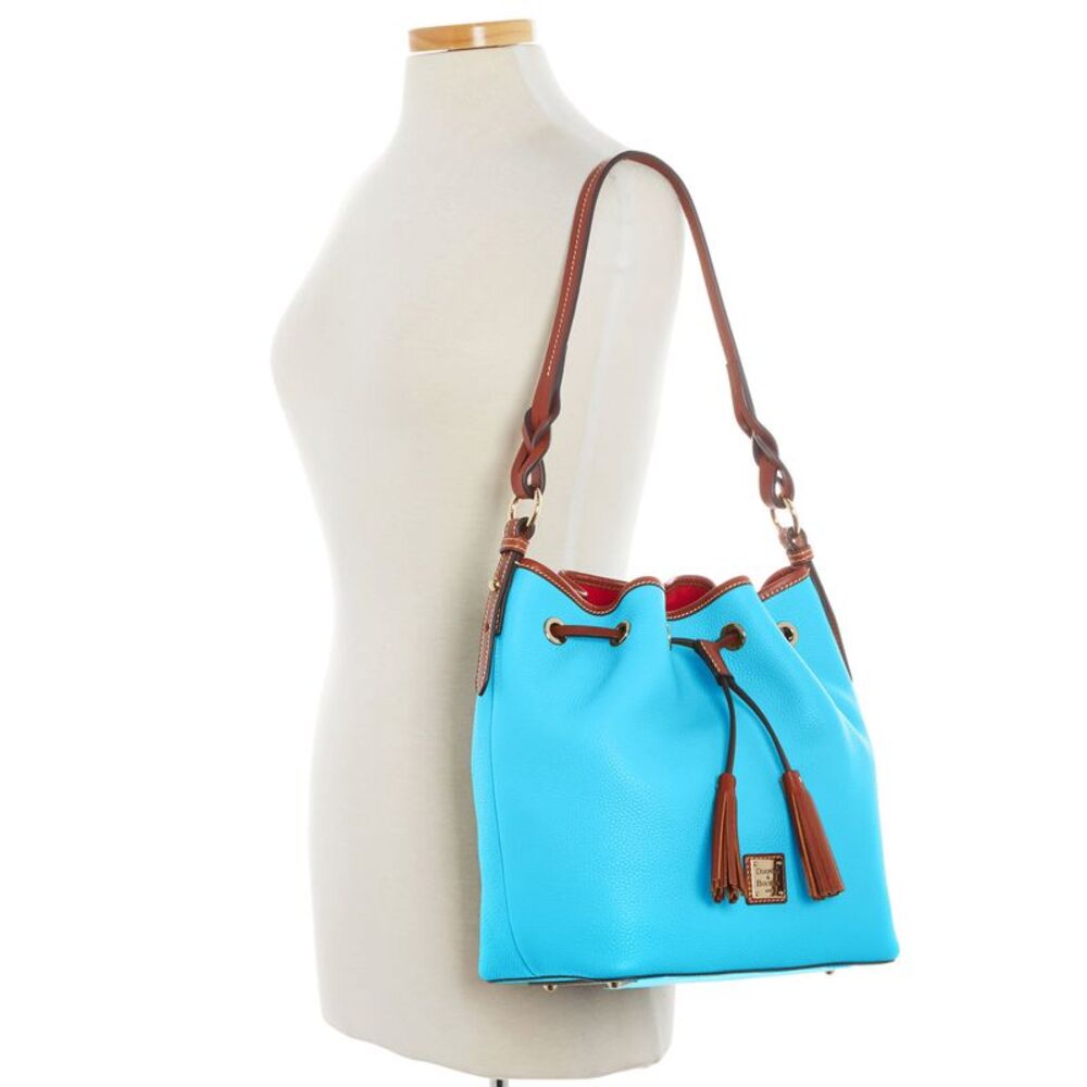 Dooney & Bourke Pebble Grain Tasha Drawstring Shoulder Bag - Sky Blue - Picture 4 of 4